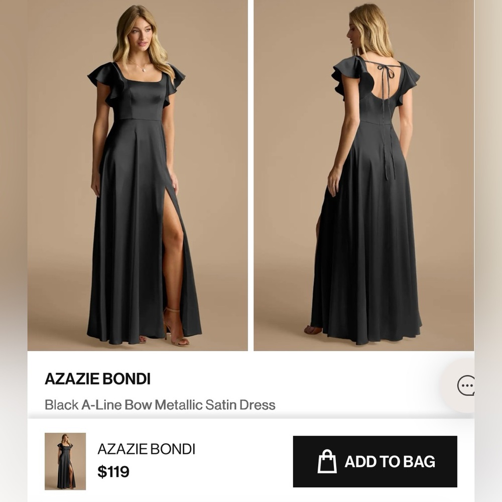 Azazie Bondi Black Satin Dress